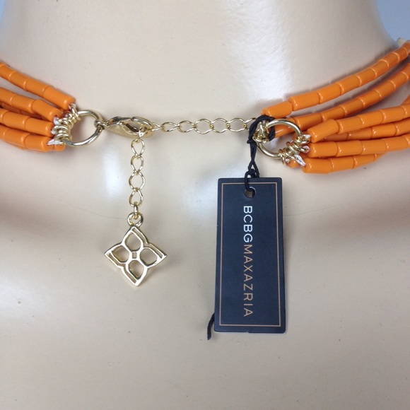 BCBG NECKLACE BEADED GOLD TONED LAYERED TIERED RED - Picture 3 of 3